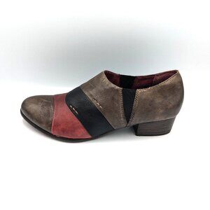Vintage 1980s Tamaris Tri-Color Leather Mules Witchy Slip On Comfort Shoes Sz 8
